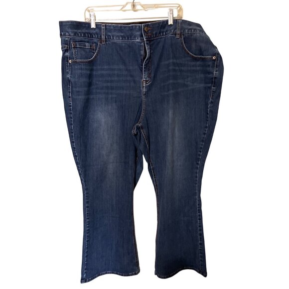 Lane Bryant Womens Bootcut Jeans Size 28 Short Cotton Blend Mid-Rise Blue Denim - Picture 1 of 13